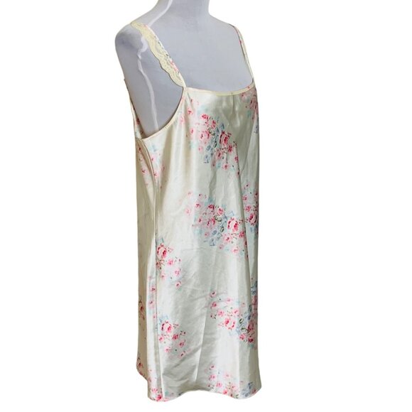 Pink K Floral Sleepwear Size L Satin Robe Nightgown Set Lace Trim Belted VTG Y2K - Picture 4 of 16